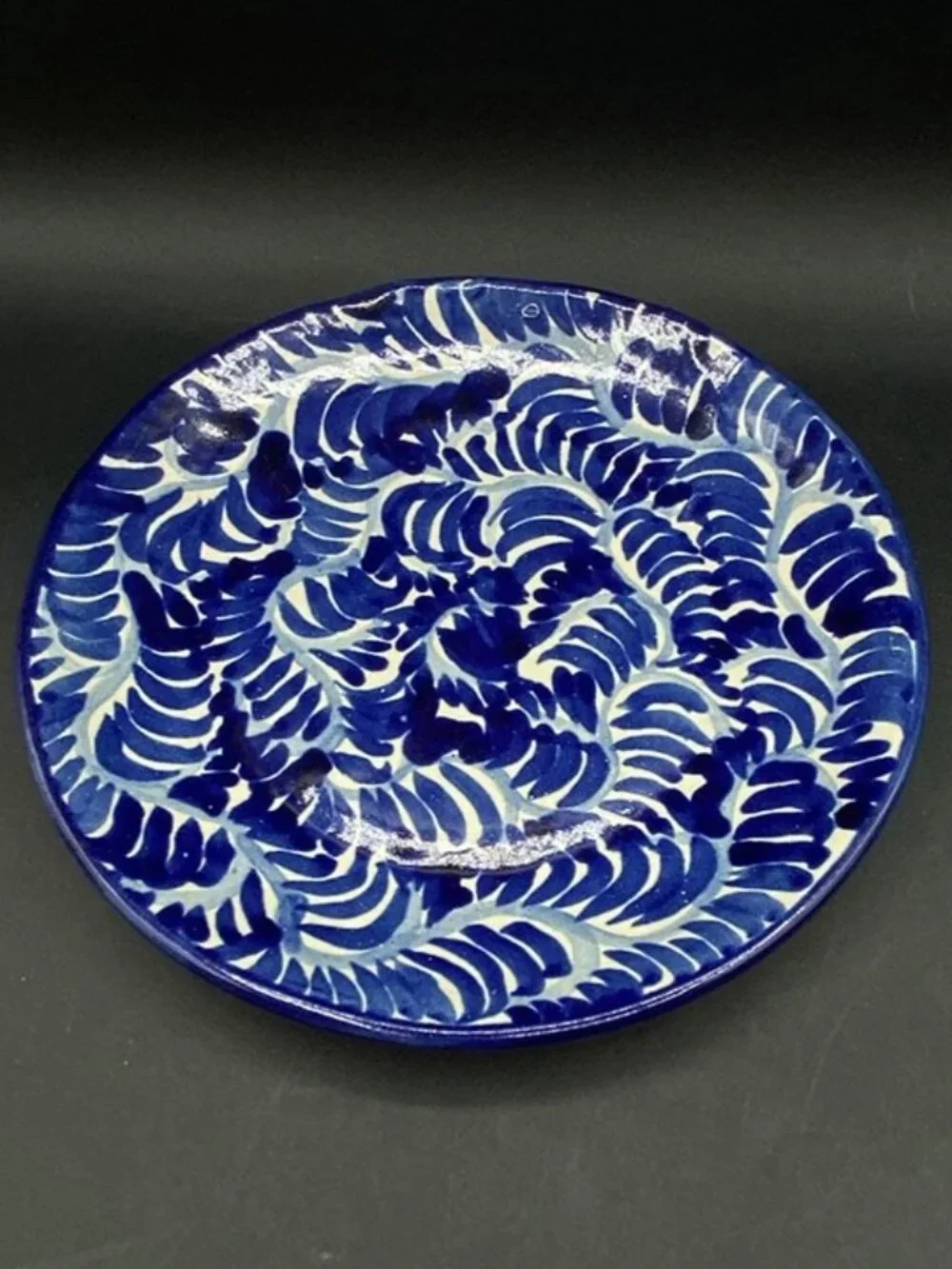 Talavera Pottery Mexican Folk Art 8” Blue Plate Salad Dessert Vintage A